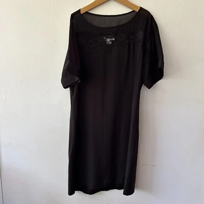 Jessica Simpson Little Black Dress Womens Medium Black Short Sleeve Lace Top - Image 1 of 4