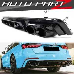 Difusor trasero negro brillante embellecedor de escape para AUDI A6 C8 4K Limo Avant S-Line 18+ - Imagen 1 de 12