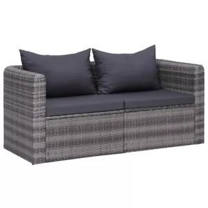 Garden Corner Sofas 2 pcs Grey Poly Rattan - Picture 1 of 6