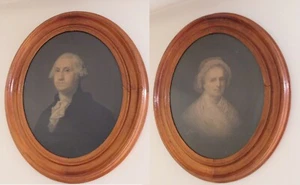 19th C. E.C. Middleton Portraits George & Martha Washington in Original Frames - Picture 1 of 20