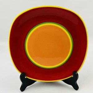 Dansk Caribe Aruba Orange Square Salad Plate 8.75" Yellow Green Red - Picture 1 of 4