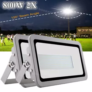 2X 800 Watt Bright LED Flood Light Outdoor Garden Yard Spotlight Lamp Cool White - Picture 1 of 12