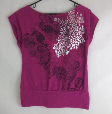 Izbyer Women's Dark Pink Shirt With Floral Paisley Animal Print Designs Medium - Image 1 of 4