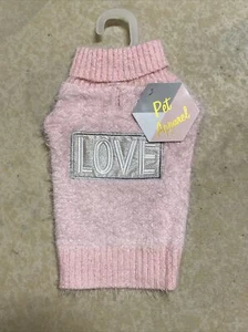 ROPA MASCOTA ROSA "AMOR" CUELLO TORTUGA Suéter Cachorro/Perro PEQUEÑO - Imagen 1 de 1