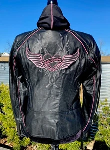 Harley Davidson Women PINK LABEL 3N1 Leather Jacket Medium 98161-10VW Black - Picture 1 of 11