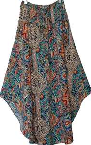 New! Women's Summer Smocked Waist Skirt Un-even Hem, Slip-On Multi Color Medium - Picture 1 of 4