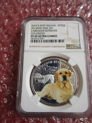 Niue 2014 1$ Mans Best Friends Dogs Labrador Retriever NGC PF69 .999 Silver coin - Image 1 of 4
