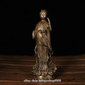 12" China Bronze Jiutian Xuan NU Immortal God Goddess Boddhisattva 九天玄女 Statue - Picture 1 of 8