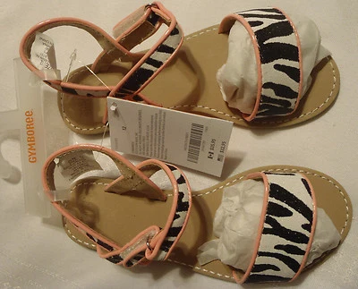Sandalias Gymboree Animal Fiesta Negro Brillante Cebra Zapatos de Verano Elección Talla 9 11 Foto 1 de 2