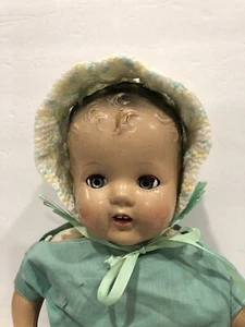 Antike 20er/30er Jahre Baby Puppe unbeschriftete Zusammensetzung groß 21" Stoffkörper Schlafaugen - Bild 1 von 24