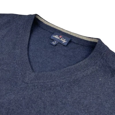 Suéter Allen Solly para hombre 100 % cachemir cuello en V azul marino • XL Foto 1 de 4