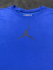 Nike Air Jordan Jumpman Logo T-Shirt Blue Short Sleeve Crew Neck Size XL - Picture 1 of 10