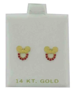 LAB CREATED RUBY STUD EARRINGS 14K GOLD - Screw Backs - NWT - Picture 1 of 3
