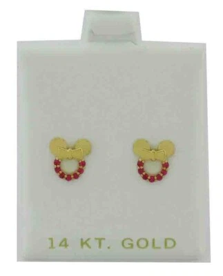 LAB CREATED RUBY STUD EARRINGS 14K GOLD - Screw Backs - NWT - Image 1 of 3