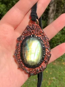 Labradorite Pendant Necklace Artisan Handcrafted Huge - Picture 1 of 12