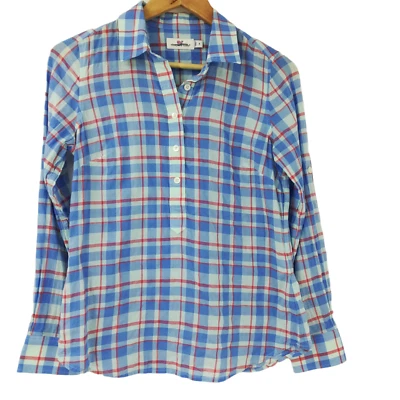 Blusa a Cuadros Vineyard Vines Talla 4 Preppy Azul Rojo Cuello Manga Larga Foto 1 de 4