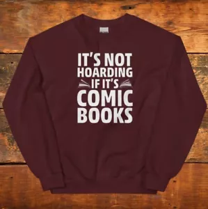 FUNNY HOARDING COMIC BOOKS UNISEX CREWNECK SWEATSHIRT ORIGINAL MARVEL DC COMICS - Foto 1 di 7