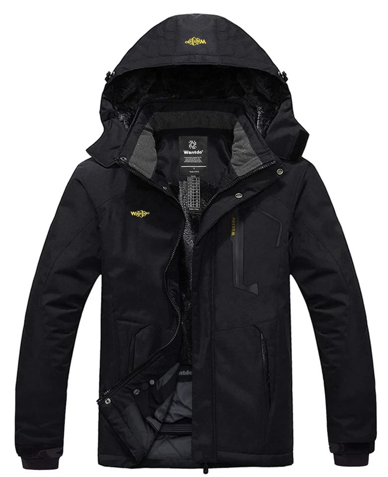 Wantdo Men's Waterproof Winter Jacket Warm Winter Coat Jacket Ski Jacket Hooded - Image 1 of 4