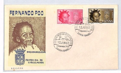 FERNANDO POO SPANISH GUINEA FDC 1963 PRO BARCELONA Spain Colonies{samwells}XP224 - Image 1 of 4