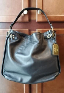 Polo Ralph Lauren Hobo Schultertasche schwarz Leder extra groß - Bild 1 von 17