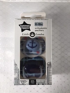 Tommee Tippee Little London Ortho Pacifiers Blue Anchor Nautical 6-18 Months - Picture 1 of 6