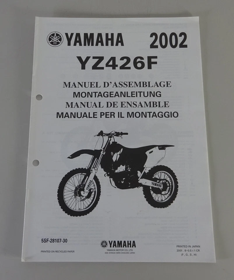 Instrucciones De Montaje Yamaha YZ 426 F De 2002 - Imagen 1 de 1
