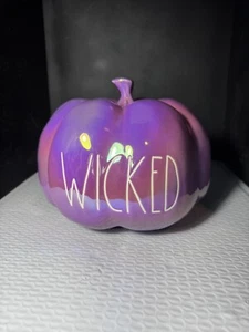 Zucca ceramica Rae Dunn ""Wicked"" viola lucido vetro decorazione Halloween (Z63) - Foto 1 di 4