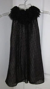 Milly Sexy Silk Black Overlay Dot Frayed Edge Sz 6 Ruffle Neckline Halter Top - Picture 1 of 8