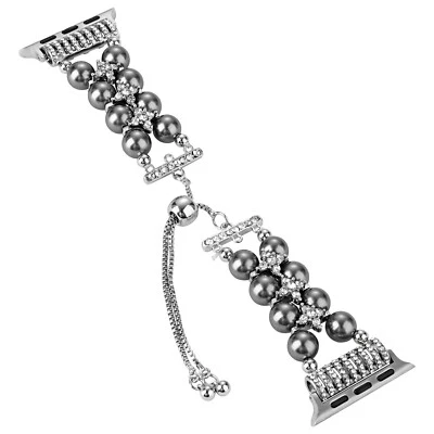 Banda elástica de perlas para joyería con gemas brillantes para correa de reloj Apple 40 41 42 38 44 49 mm Foto 1 de 4