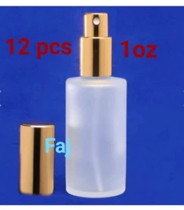 12 pcs Refillable atomizer frosted glass perfume bottle with gold spray cap. 1oz - Picture 1 of 3