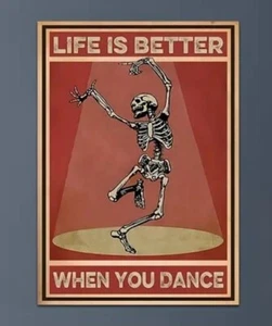 UNFRAMED Canvas Day of the Dead Skeletons “Life is Better When You Dance" - Picture 1 of 1