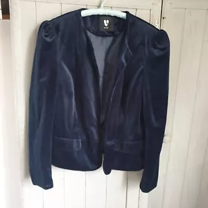 V by Very Blue Velvet Jacket Sz 12 Regency Steampunk Victorian - Picture 1 of 6