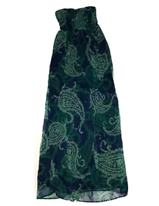 Old Navy Strapless Tube Top Maxi Long Dress XS Small Green Blue Paisley Beach - Picture 1 of 7