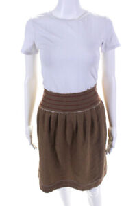 Love Moschino  Womens Wool A Line Pleated Skirt Brown Red Size 4