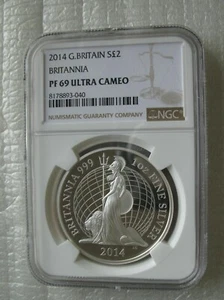 Great Britain UK 2 Pounds 2014 Silver Proof Coin Britannia 1OZ NGC PF69 - Picture 1 of 4