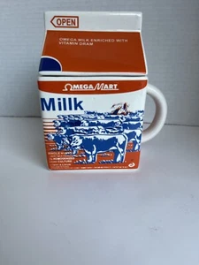 Rare Meow Wolf Omega Mart Las Vegas Milk Carton Ceramic Mug Art + Removable Top - Bild 1 von 8