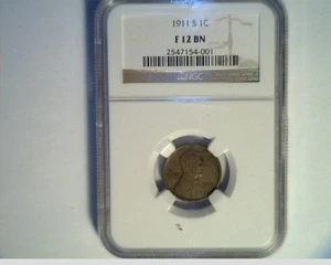 1911-S US Wheat Cent, Circulated NGC f-12, Copper (US-5781) - Picture 1 of 2