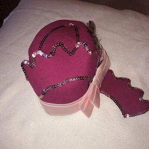 GEO VINTAGE. W. BOLLMAN & CO CAPPELLO ROSA DOKIN FELTRO 100% LANA MADE IN USA - Foto 1 di 5