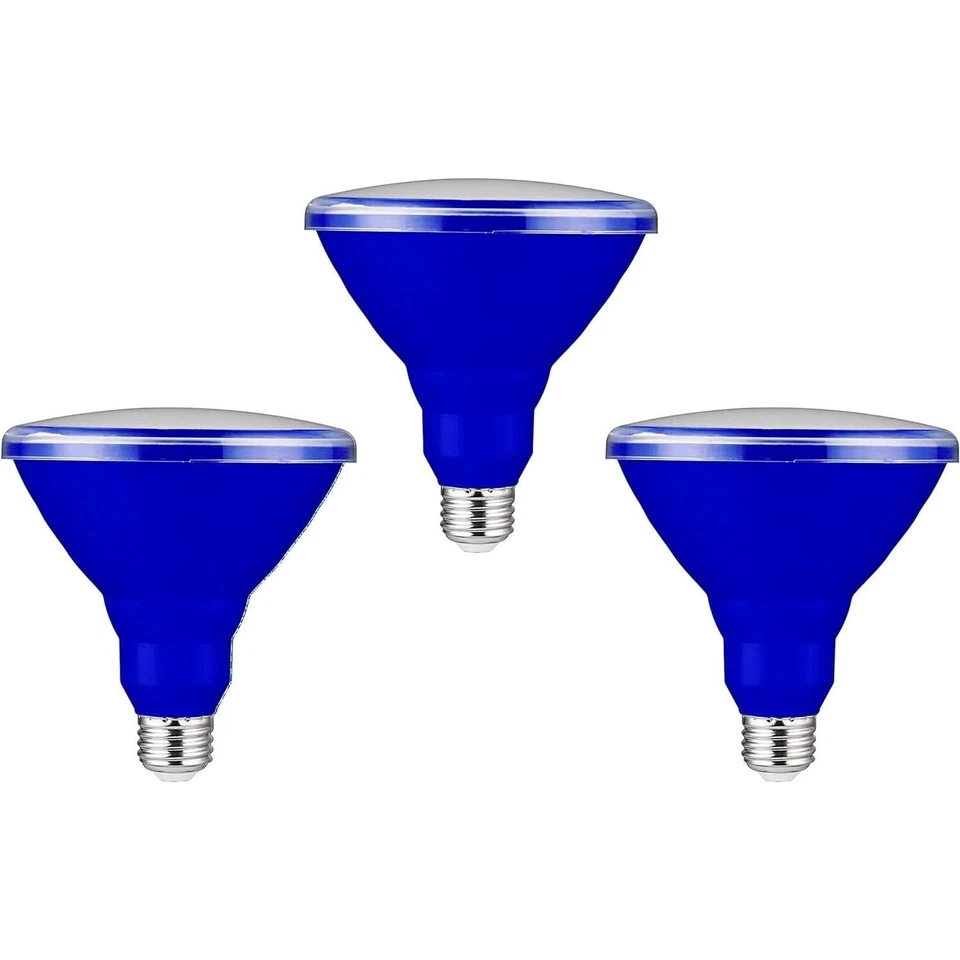 3Pack PAR38 LED Blue Flood Light Bulb, Non-Dimmable Recessed Bulb, 15W(75W), E26 - Image 1 of 1