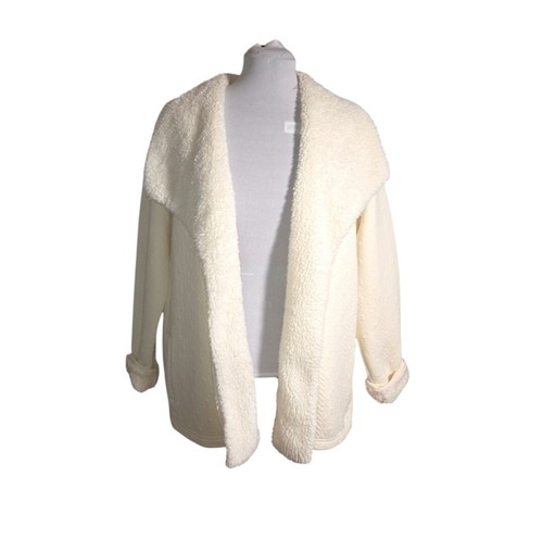 OFF WHITE L.L. Giacca trapuntata aperta davanti con orlo sherpa bianco Bean Off taglia L
