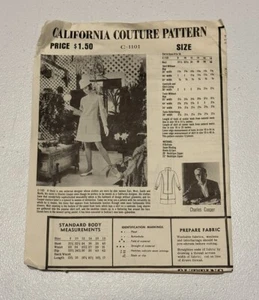 Vintage Couture Dress Sewing Pattern California Couture Charles Cooper Size 12 - Picture 1 of 6