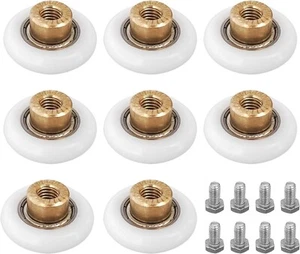 Set 8 Rulli Per Box Doccia Rotelle 25 Mm Con Vite M6 Cuscinetti Anta Scorrevole - Foto 1 di 8