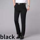 Men Dress Pants Stretch Suit Trouser Straight Formal Business Thin Summer Casual