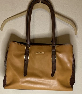 London Fog Brown Handbag Purse 2 Tone Magnet Snap Closure Lots Pockets Clean - Image 1 of 4
