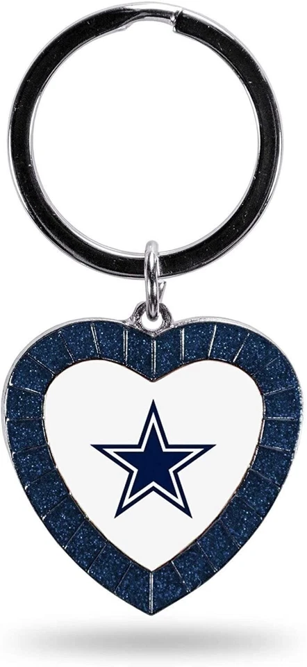 Dallas Cowboys Keychain Color Rhinestone Heart - Image 1 of 1