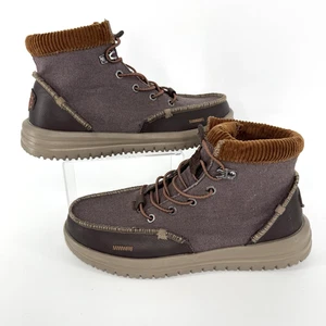 Hey Dude Men’s 7 Bradley Corduroy Collar Canvas Brown Ankle Boots New W/O Box - Picture 1 of 9