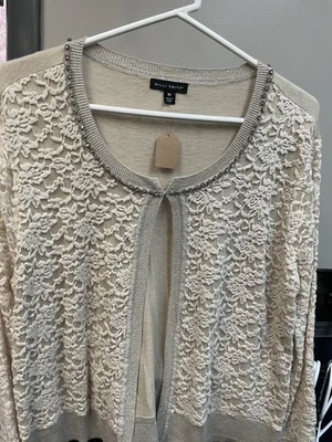 Willi Smith Beige Lace 3/4 Sleeve Ladies Cardigan - Size XL - Image 1 of 4