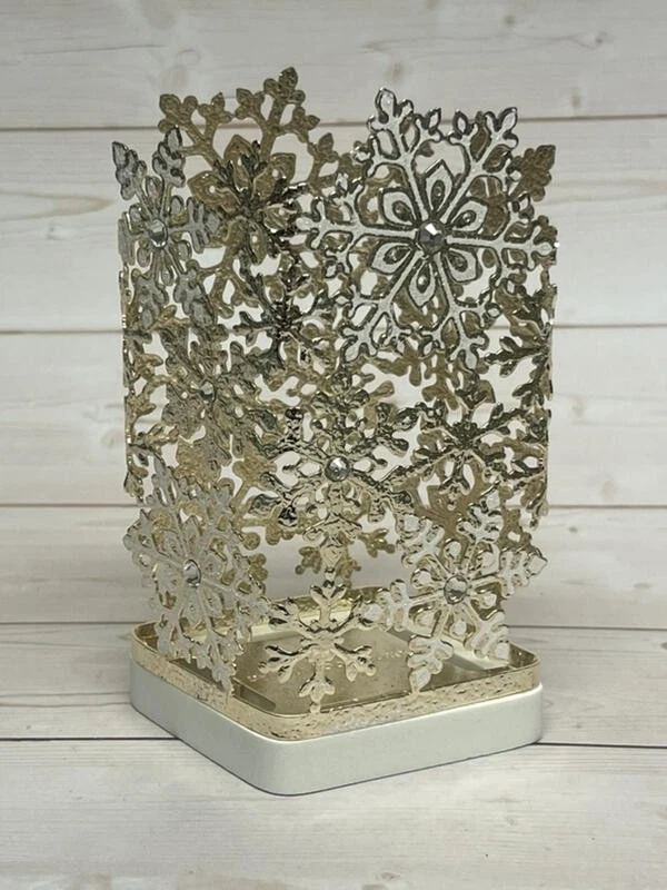 Bath & Body Works Gold & White Snowflakes Hand Soap Holder Sleeve - Image 1 of 1