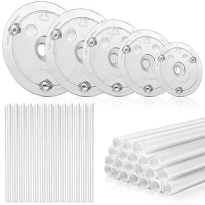 5 Pieces Cake Separator Plates Stands with 24 Pieces Plastic Cake Dowels Rods... - Picture 1 of 7