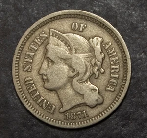 1871 Three Cent Nickel VF Lot 2230 - Picture 1 of 2